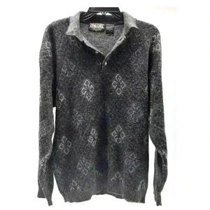 Cortina Italy Men's Argyle Knit Sweater Blue Collared Pullover L Grandpa